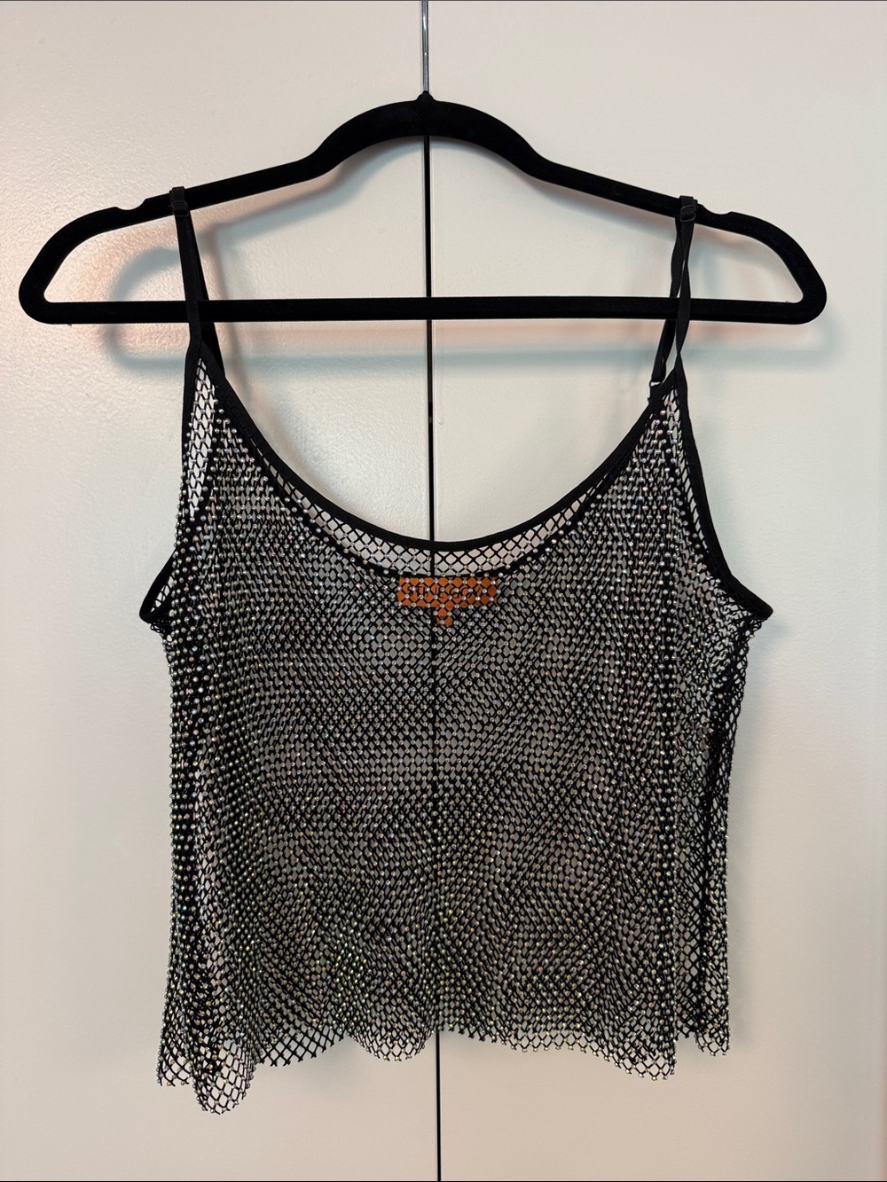 STINE GOYA Black Open-Knit Mesh Camisole
